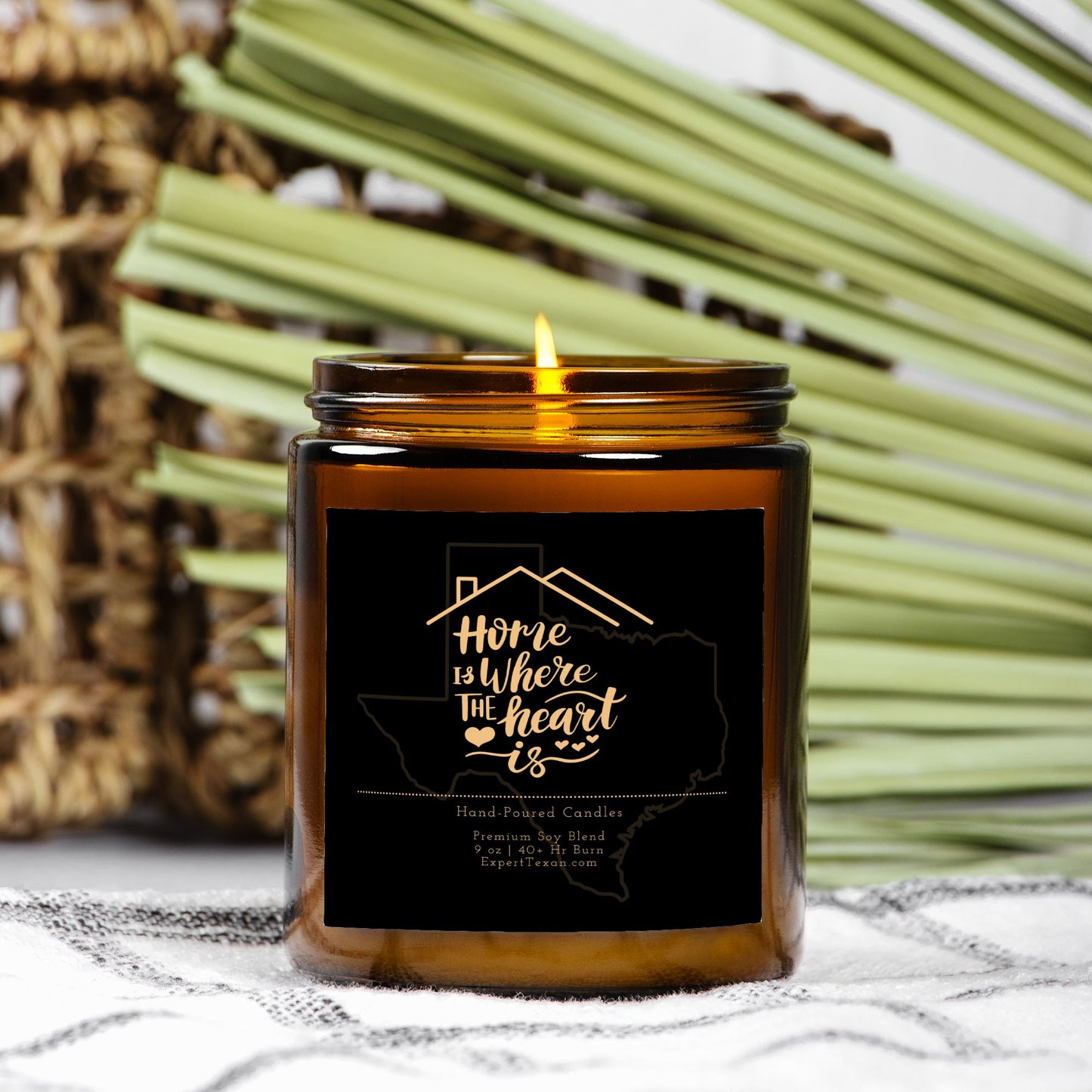 Home Is Where The Heart Is Candle Amber Jar (9oz Hand-Poured)