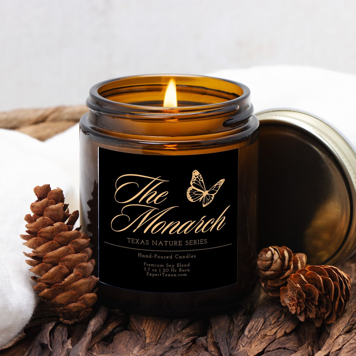 The Monarch Butterfly Candle Amber Jar (3.7oz Hand-Poured)