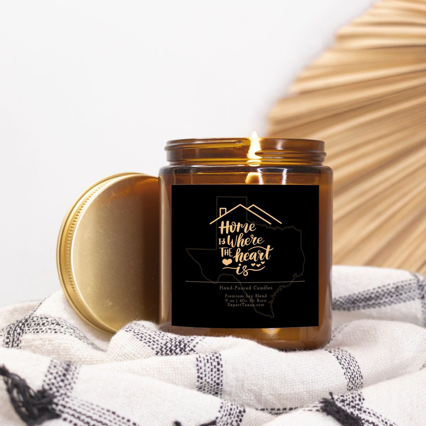 Home Is Where The Heart Is Candle Amber Jar (9oz Hand-Poured)