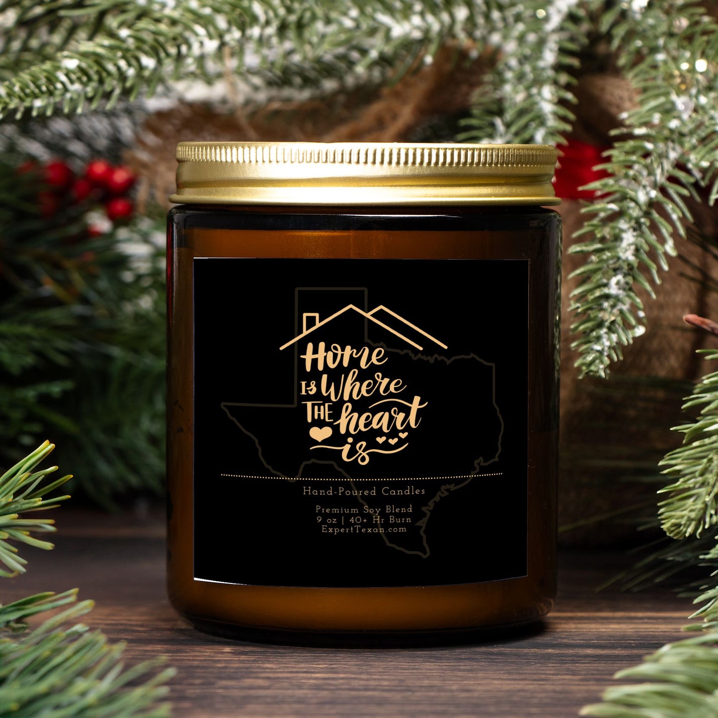 Home Is Where The Heart Is Candle Amber Jar (9oz Hand-Poured)