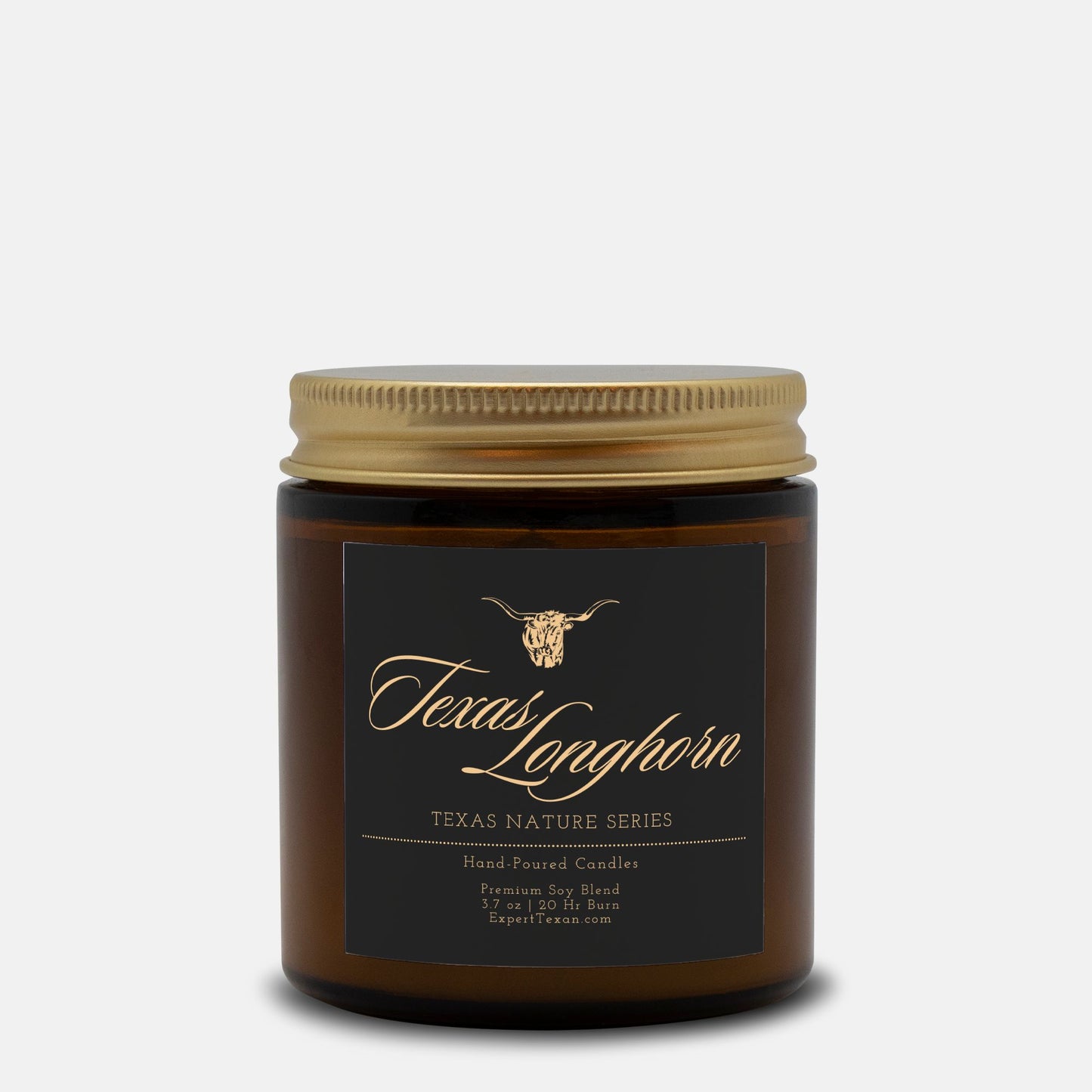 Texas Longhorn Candle Amber Jar (3.7oz Hand-Poured)