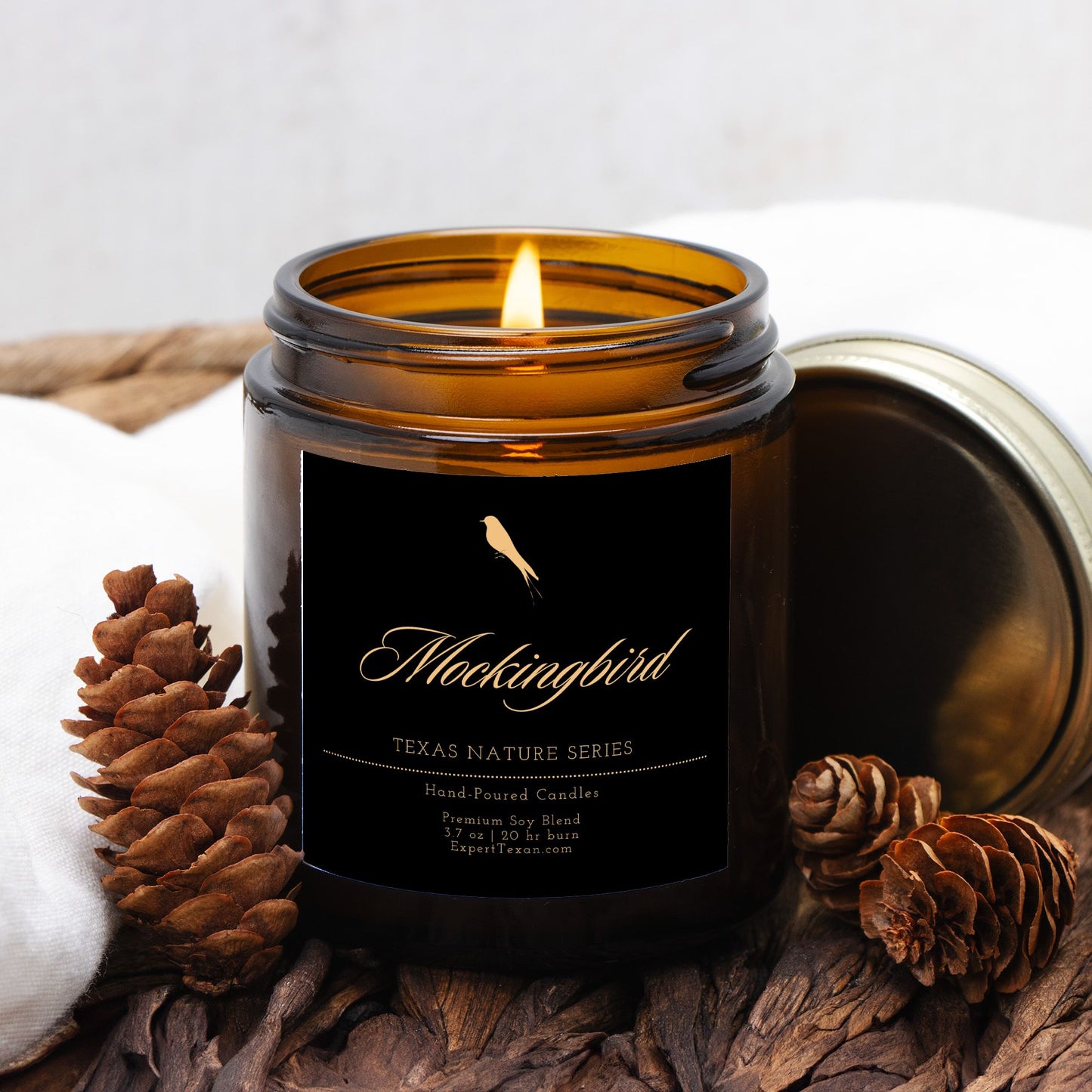 Mockingbird Candle Amber Jar (3.7oz Hand-Poured)