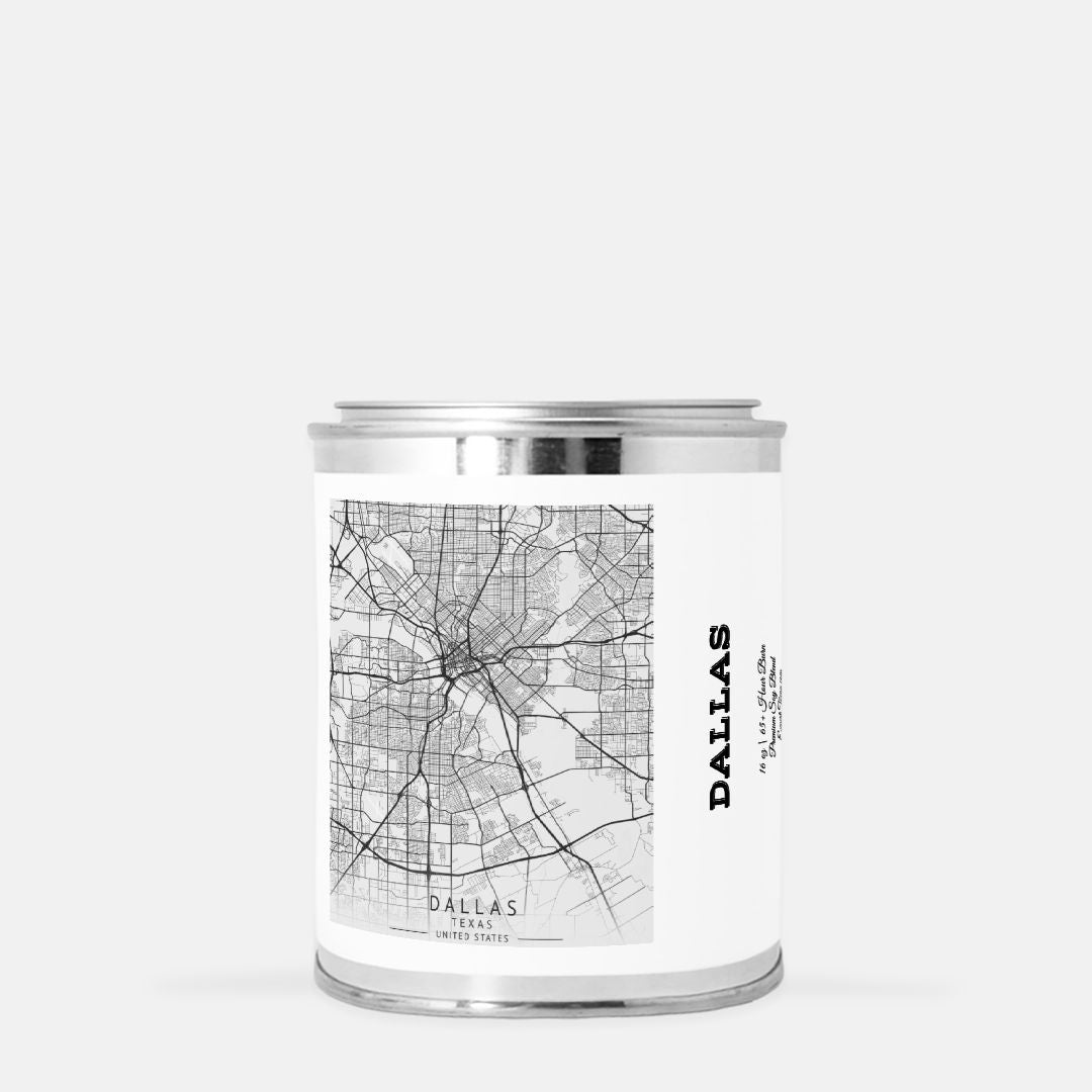 Dallas City Map Paint Can Candle (16 oz)