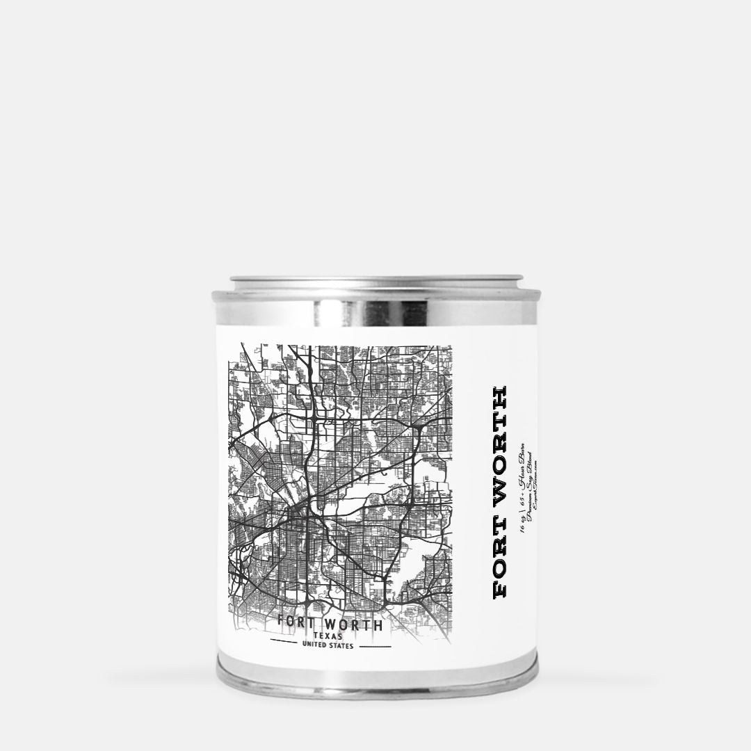 Fort Worth City Map Paint Can Candle (16 oz)