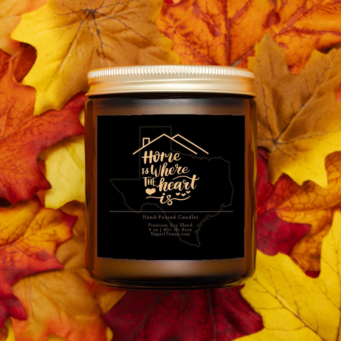 Home Is Where The Heart Is Candle Amber Jar (9oz Hand-Poured)