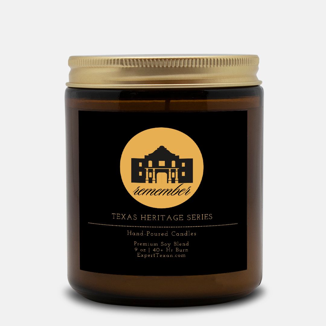 Remember The Alamo Texas Candle Amber Jar (9oz Hand-Poured)