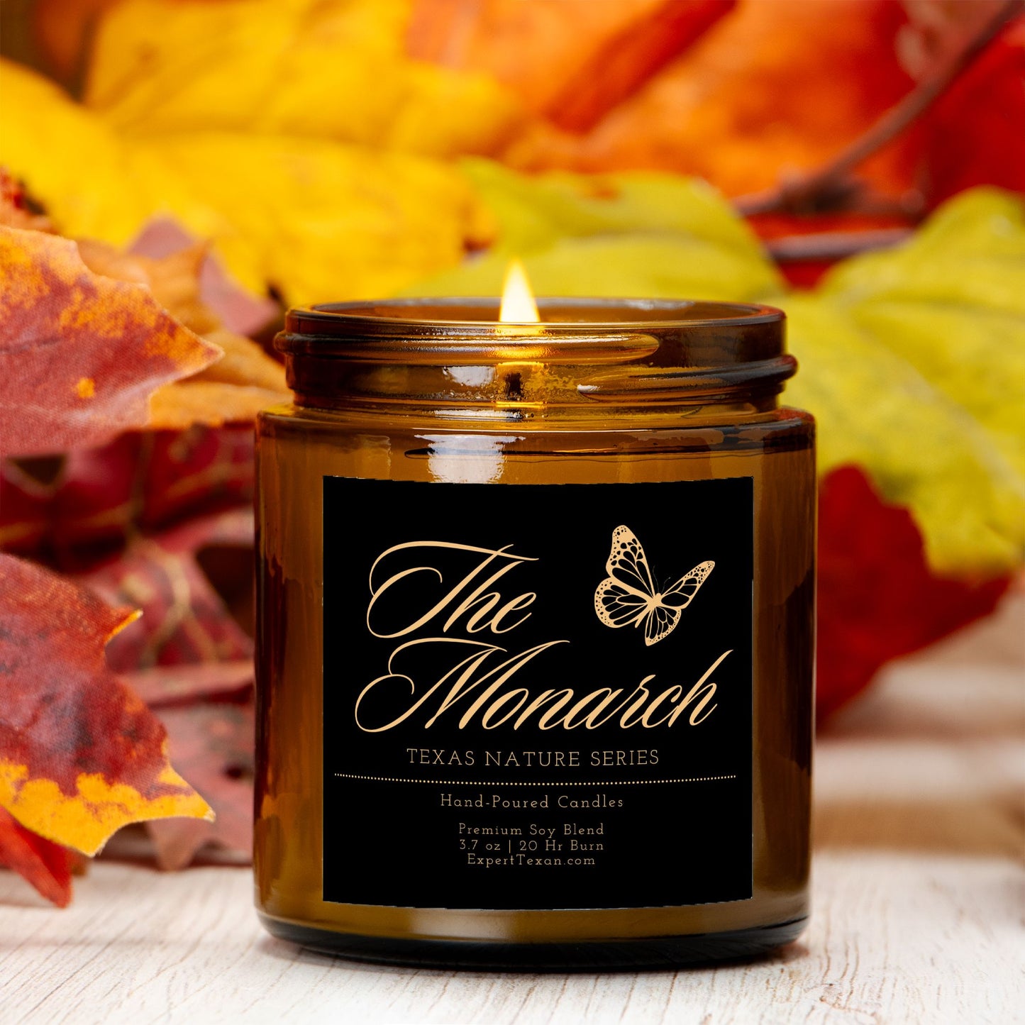 The Monarch Butterfly Candle Amber Jar (3.7oz Hand-Poured)