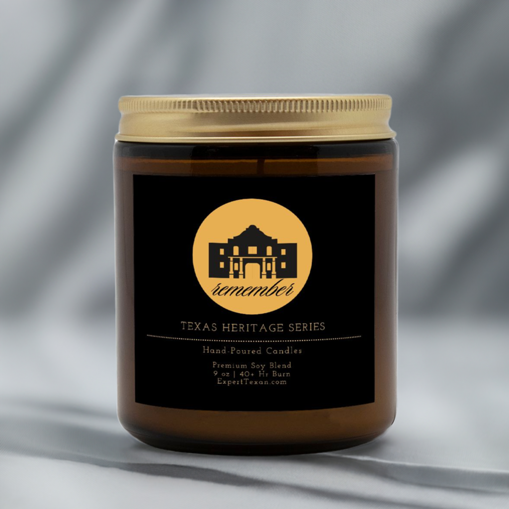 Remember The Alamo Texas Candle Amber Jar (9oz Hand-Poured)