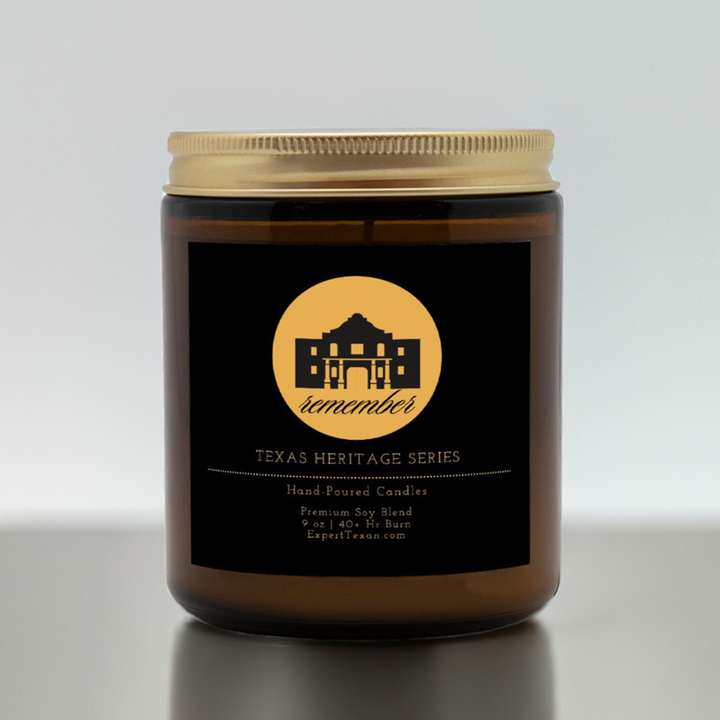 Remember The Alamo Texas Candle Amber Jar (9oz Hand-Poured)