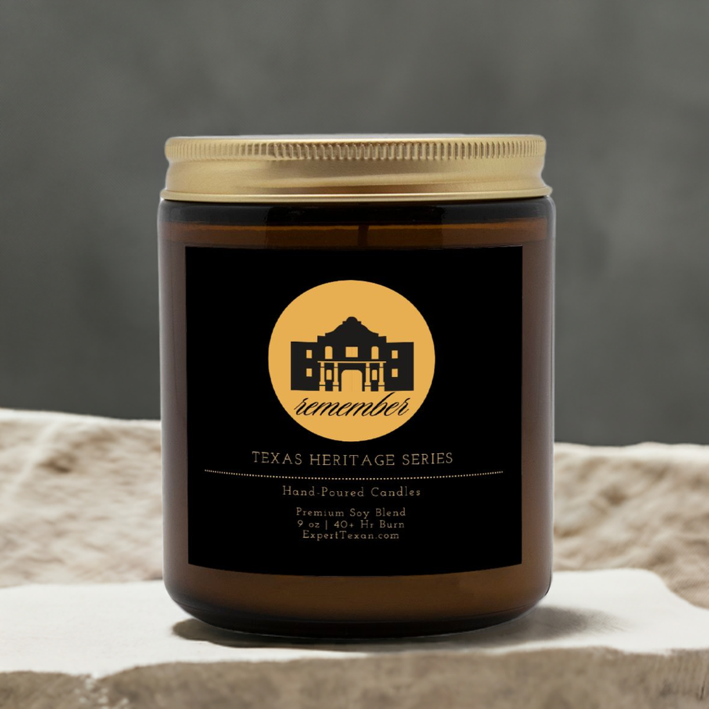 Remember The Alamo Texas Candle Amber Jar (9oz Hand-Poured)