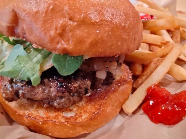 golden calf burger at one of the best restaurants in Waco: Revival Eastside Eatery