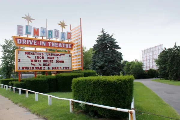 drive-in movie theater entrance sign