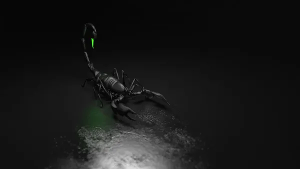 A scorpion on a black backdrop